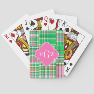 Jeu De Cartes Monogramme Emerald Hot rose Preppwork Madras
