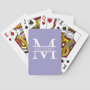 Jeu De Cartes Monogramme et nom Elegant Purple Personnalisé