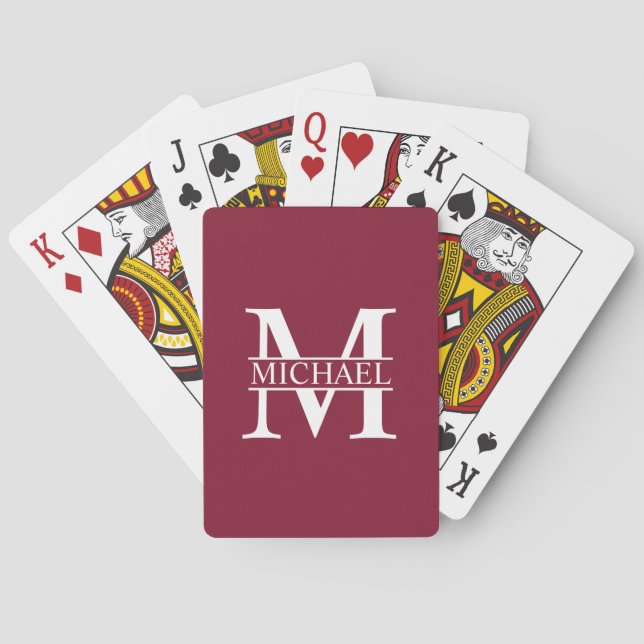 Jeu De Cartes Monogramme et nom personnalisés (dos)