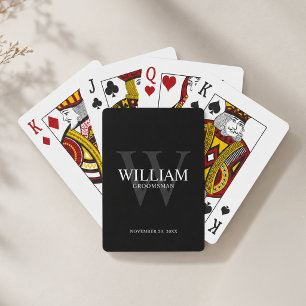 Jeu De Cartes Monogramme et nom personnalisés des garçons d'honn
