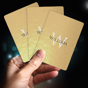 Jeu De Cartes Monogramme Faux Gold Foil Nom personnalisé Initial