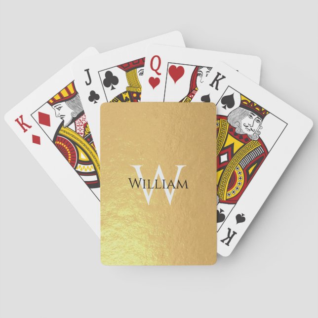 Jeu De Cartes Monogramme Faux Gold Foil Nom personnalisé Initial (dos)