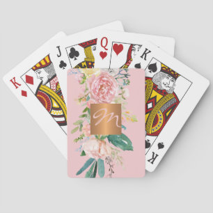 Jeu De Cartes Monogramme féminin élégant rose et or moderne