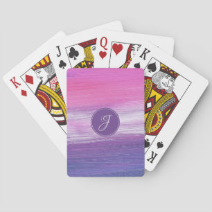 Jeu De Cartes Monogramme fille moderne abstrait rose violet gris