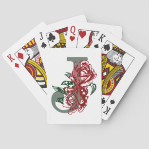 Jeu De Cartes monogramme floral lettre majuscule J