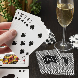 Jeu De Cartes Monogramme Géométrique Moderne Noir Blanc