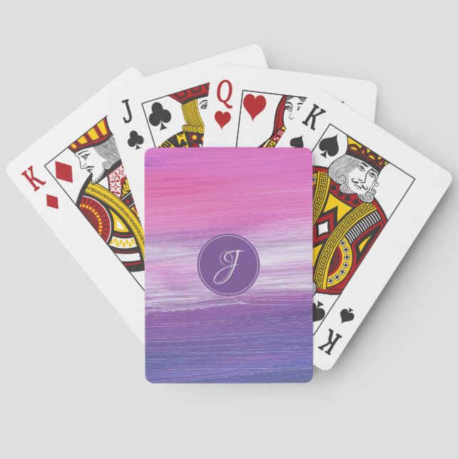 Jeu De Cartes Monogramme girly moderne rose abstrait violet gris (dos)