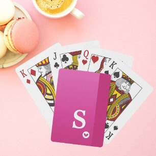 Jeu De Cartes Monogramme Girly Rose Purple Heart Moderne Chic