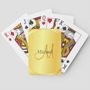 Jeu De Cartes Monogramme initial du Modèle d'or élégant personna