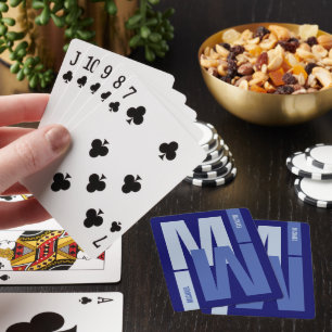 Jeu De Cartes Monogramme initial inversé bleu