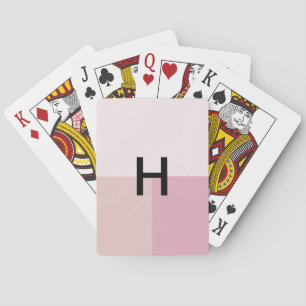 Jeu De Cartes Monogramme Initial Rose Pâle Pastel Couleur Bloc