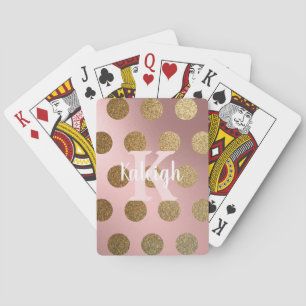 Jeu De Cartes Monogramme Iridescendant Blush Pink Gold Pois