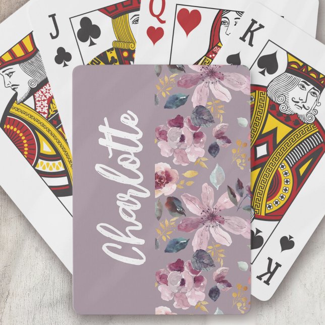 Jeu De Cartes Monogramme Lilac Floral (Créateur téléchargé)