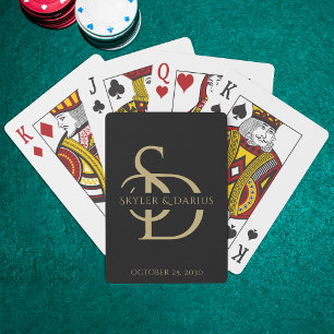 Jeu De Cartes Monogramme Mariage Simple Personnalisé Avec Nom