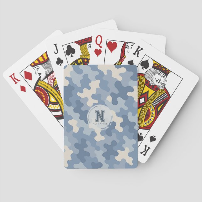 Jeu De Cartes Monogramme militaire de Camion bleu (dos)
