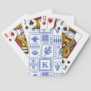 Jeu De Cartes Monogramme Moderne Bleu Blanc Abstrait Motif