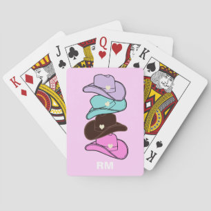 Jeu De Cartes Monogramme Moderne Casquette Cowboy Pile rose