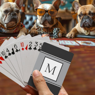 Jeu De Cartes Monogramme moderne élégant initial tendance gris n