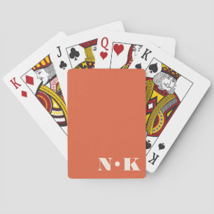 Jeu De Cartes Monogramme moderne Initiales Orange Personnalisé M