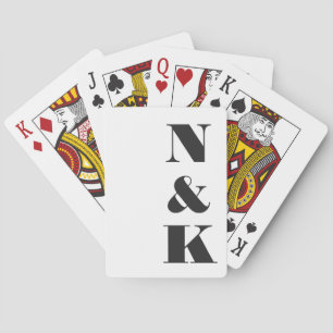 Jeu De Cartes Monogramme moderne minimaliste Mariage noir et bla