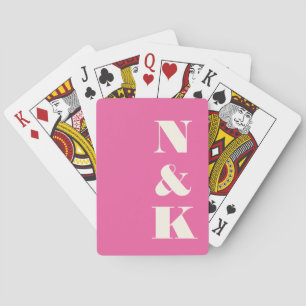 Jeu De Cartes Monogramme moderne minimaliste Mariage rose chaud
