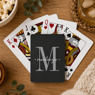 Jeu De Cartes Monogramme Moderne Minimaliste Noir Blanc
