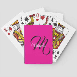 Jeu De Cartes Monogramme moderne minimaliste nom initial rose ch