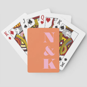 Jeu De Cartes Monogramme moderne rose orange Personnalisé mariag