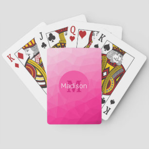 Jeu De Cartes Monogramme Motif à maillage géométrique rose chaud