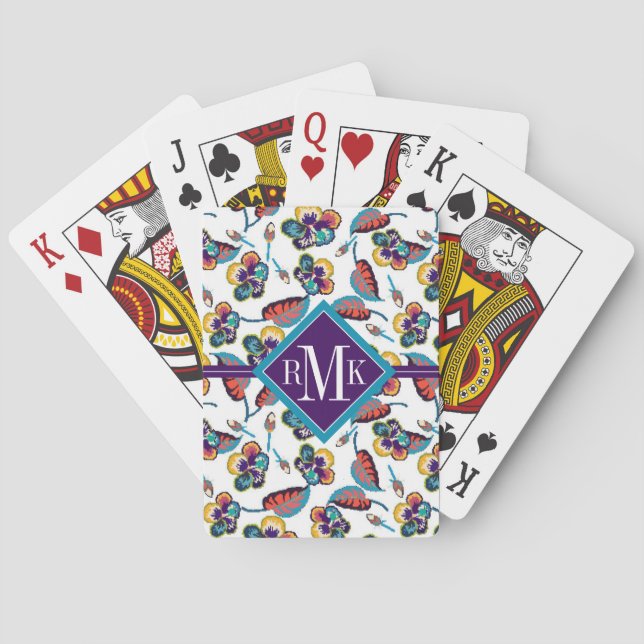 Jeu De Cartes Monogramme | Motif d'Hibiscus (dos)