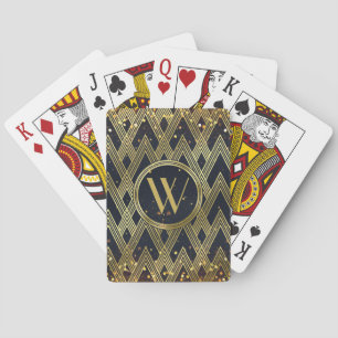 Jeu De Cartes Monogramme Motif géométrique Art Déco