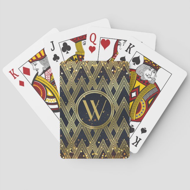 Jeu De Cartes Monogramme Motif géométrique Art Déco (dos)