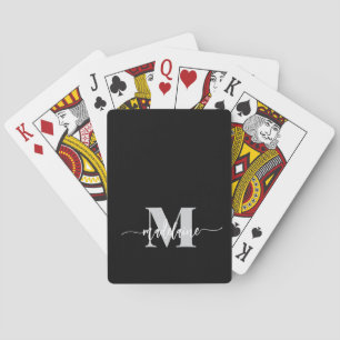Jeu De Cartes Monogramme noir argent blanc personnel