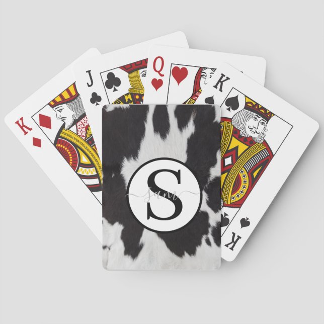 Jeu De Cartes Monogramme noir blanc de vache (dos)