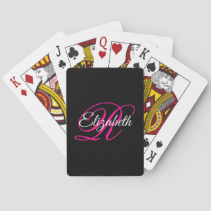 Jeu De Cartes Monogramme noir blanc et rose chaud