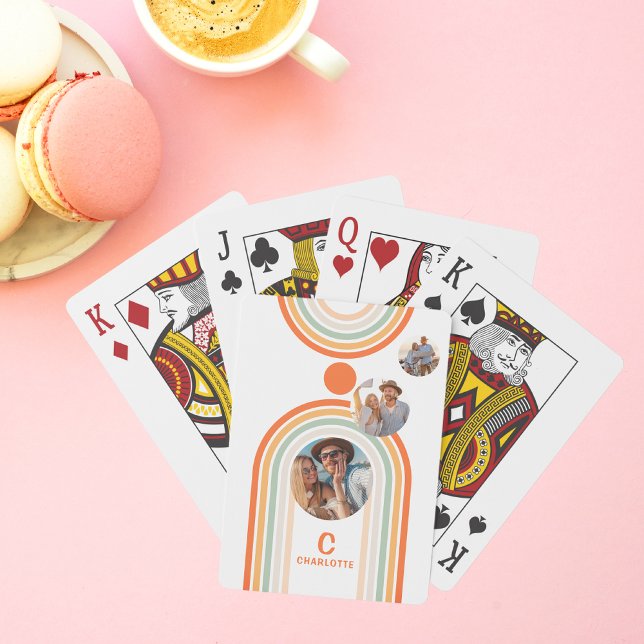 Jeu De Cartes Monogramme Nom Boho Arch Multi Photo Fille tendanc (Créateur téléchargé)