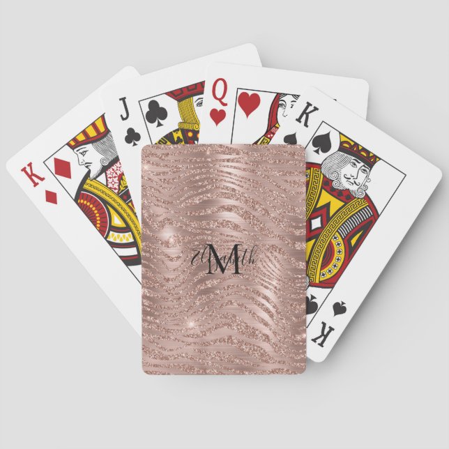 Jeu De Cartes Monogramme Nom Rose Parties scintillant or Poster  (dos)