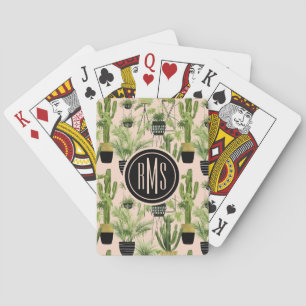 Jeu De Cartes Monogramme   Oasis intérieure   Motif de ligne Pla