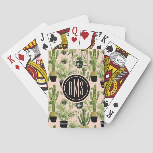 Jeu De Cartes Monogramme | Oasis intérieure | Motif de ligne Pla (dos)