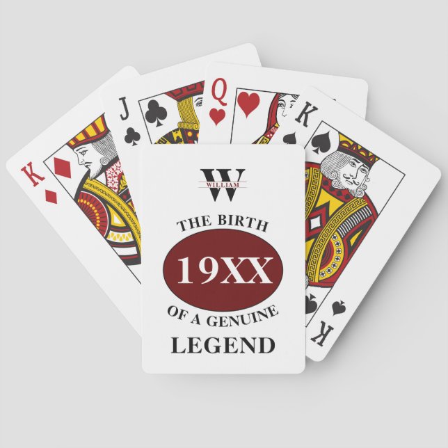 Jeu De Cartes Monogramme Père Anniversaire Légende N'importe que (dos)