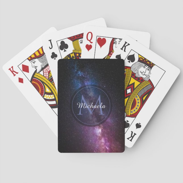 Jeu De Cartes Monogramme personnalisable à voie lactée (dos)