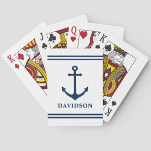 Jeu De Cartes Monogramme personnalisé bleu marine