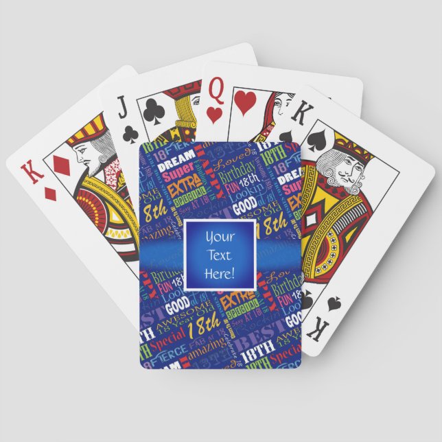 Jeu De Cartes Monogramme personnalisé du 18e anniversaire (dos)