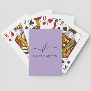 Jeu De Cartes Monogramme personnalisé et nom violet