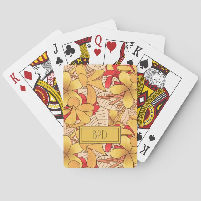 Jeu De Cartes Monogramme Personnalisé Fun Tropical Floral Modèle (dos)