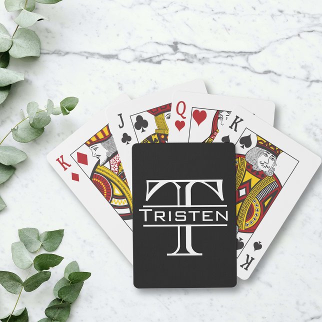 Jeu De Cartes Monogramme personnalisé initiale de nom Classique (Créateur téléchargé)