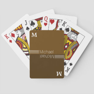 Jeu De Cartes Monogramme personnalisé minimaliste marron