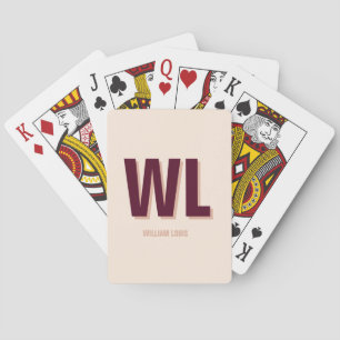 Jeu De Cartes Monogramme personnalisé minimaliste rose bordeaux