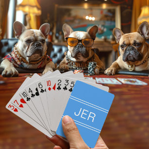 Jeu De Cartes Monogramme personnalisé moderne bleu initial perso