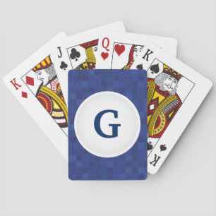 Jeu De Cartes Monogramme personnalisé motif pixel mosaïque bleue